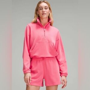 Lululemon brushed softstreme half a zip Glaze Pink Women’s size 12 EUC